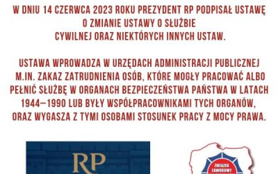 Zmiany w Ustawie o Służbie Cywilnej i o Pracownikach Urzędów Państwowych